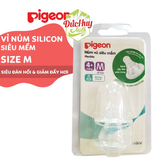 Núm vú cổ hẹp silicone siêu mềm Pigeon (2 cái/vỉ)