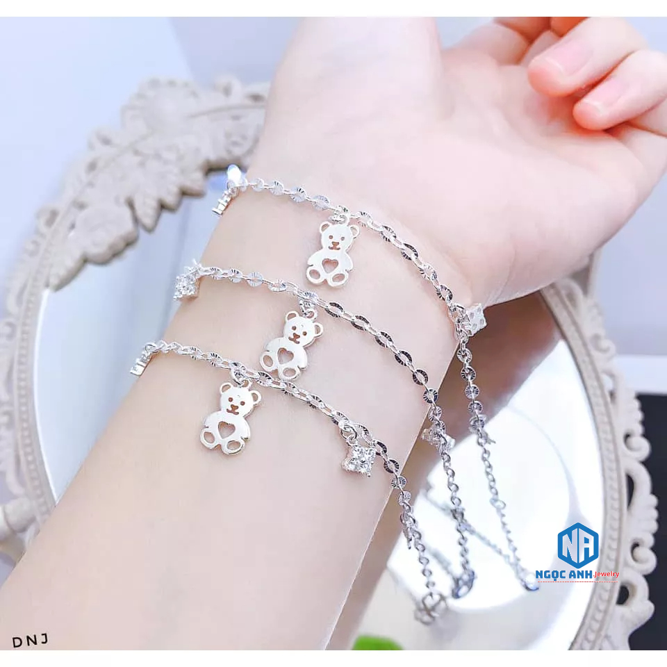 Lắc tay mix gấu xinh xắn bạc ta