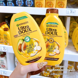 Mẫu mới - dầu gội đầu bơ garnier ultra doux pháp 300ml - bộ gội xả