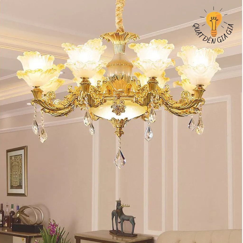 Đèn chùm phale chao bắp cải phong cách tân cổ điển cho phòng khách, phòng ngủ, khách sạn, spa