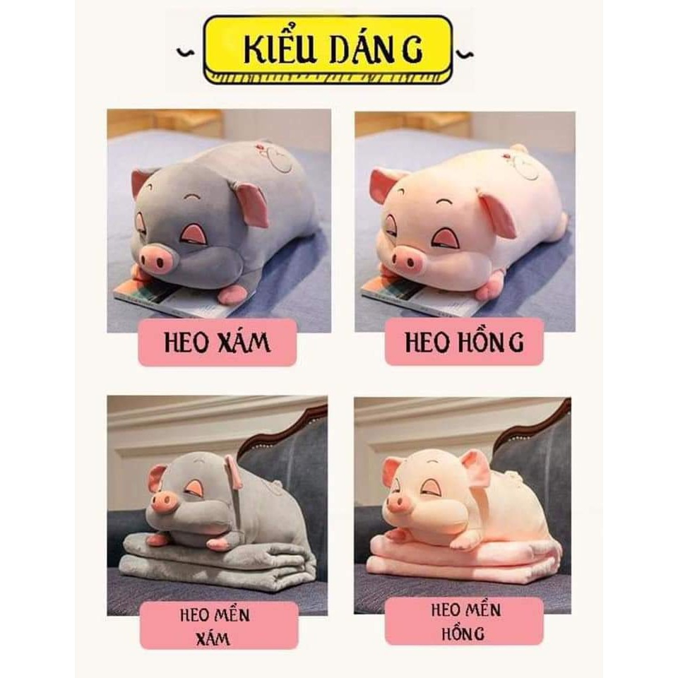 Gấu bông heo mền, heo hí buồn ngủ, heo lờ đờ kèm mền