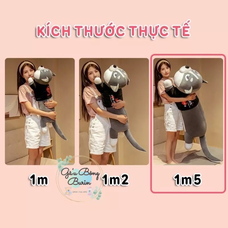 Gấu bông chó ngáo, chó husky mặt ngáo siêu to khổng lồ 1m5, chó husky mặc áo siêu ú