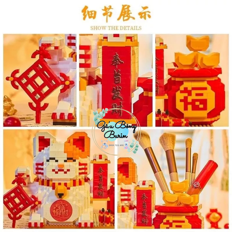 Mô hình lắp ghép Mèo Thần Tài , thỏ may mắn- quà tặng sinh nhật, khai trương