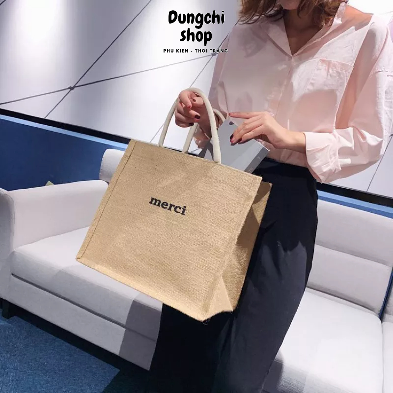 Túi cói Merci phong cách Vintage