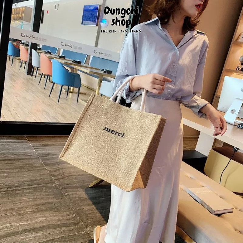Túi cói Merci phong cách Vintage