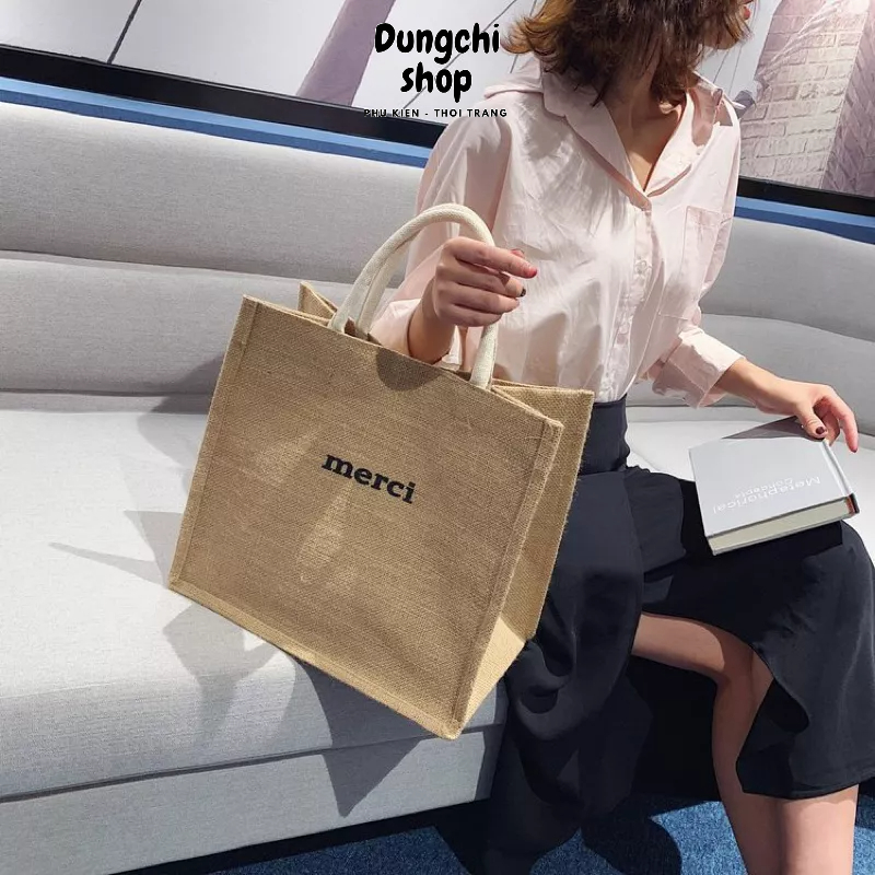 Túi cói Merci phong cách Vintage