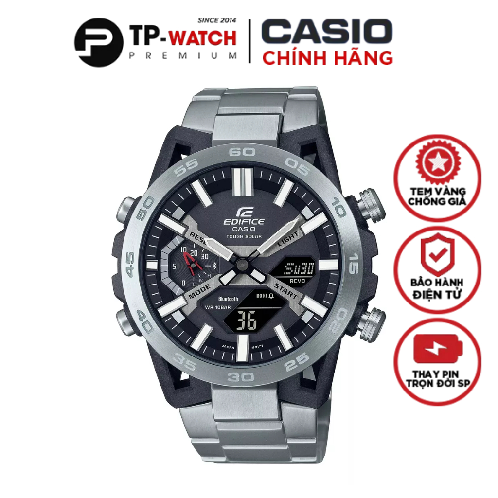 Đồng Hồ Nam Dây Thép Casio Edifice ECB-2000D-1ADF Năng Lượng Mặt Trời | Blutetooth | Lõi Cacbon | ECB-2000D-1A