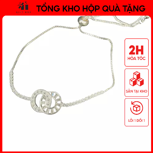 Vòng tay bạc Pandora hai vòng tròn có dây rút 2071SV - Phong cách Hàn Quốc - Giao hàng nhanh