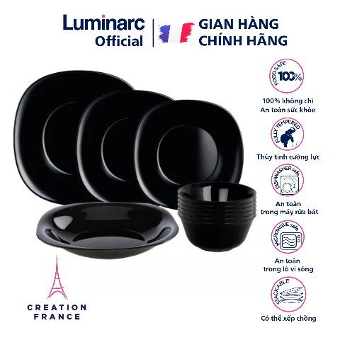 Bộ bát đĩa (tô chén dĩa) thủy tinh Luminarc Carine 10 chi tiết CRD 10A | Hàng chính hãng