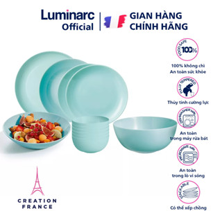 Bộ bát đĩa (tô, chén, dĩa) thủy tinh Luminarc Diwali Light Turquose 12 chi tiết DW 12D | Hàng chính hãng