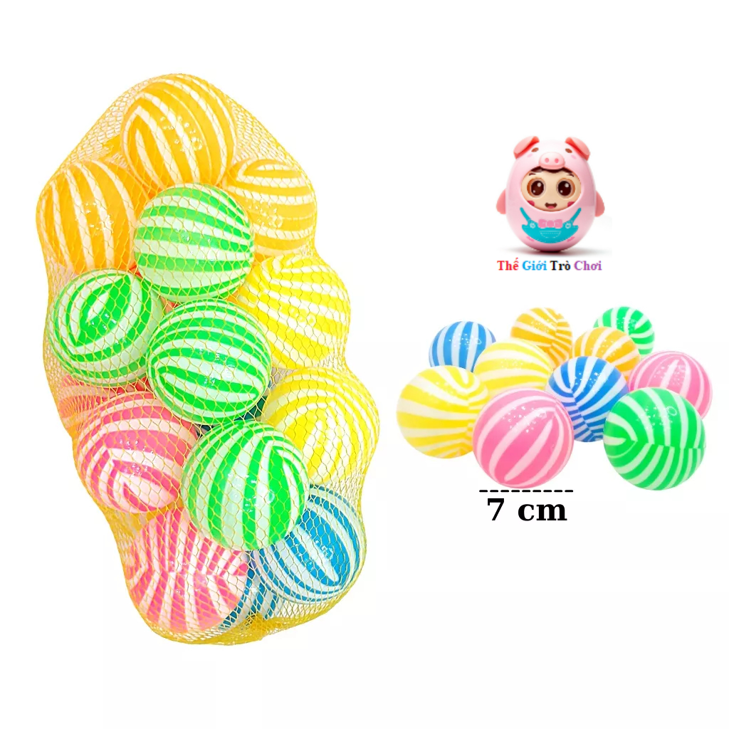 Bóng Sọc Dưa hay Banh Sọc Dưa Nhiều Màu 7 Cm( Bóng Nhựa Màu Đẹp, Căng,Tròn)