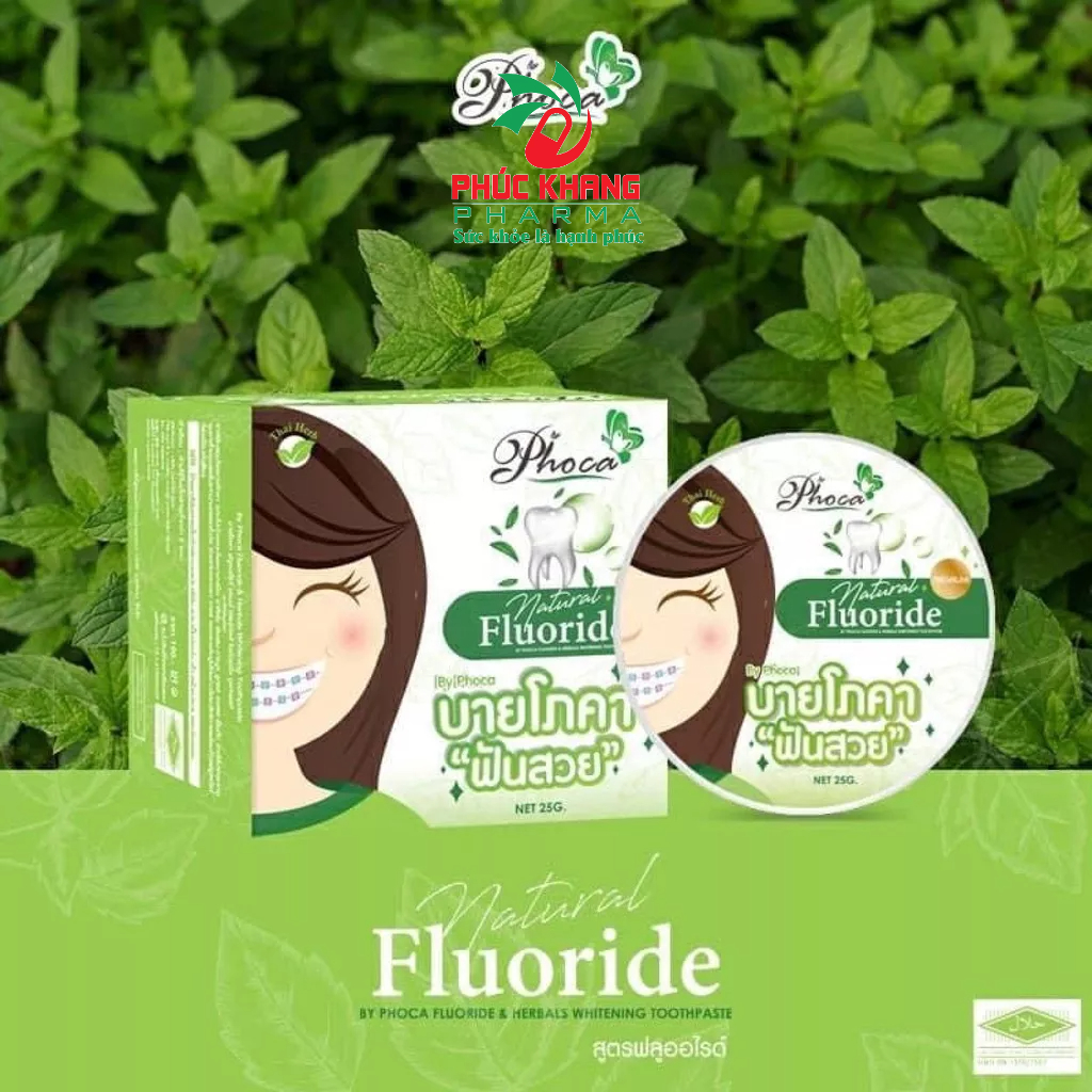 KEM ĐÁNH RĂNG THẢO DƯỢC BY PHOCA THÁI LAN - 25Gr. HỖ TRỢ GIÚP RĂNG TRẮNG SÁNG, HƠI THỞ THƠM MÁT