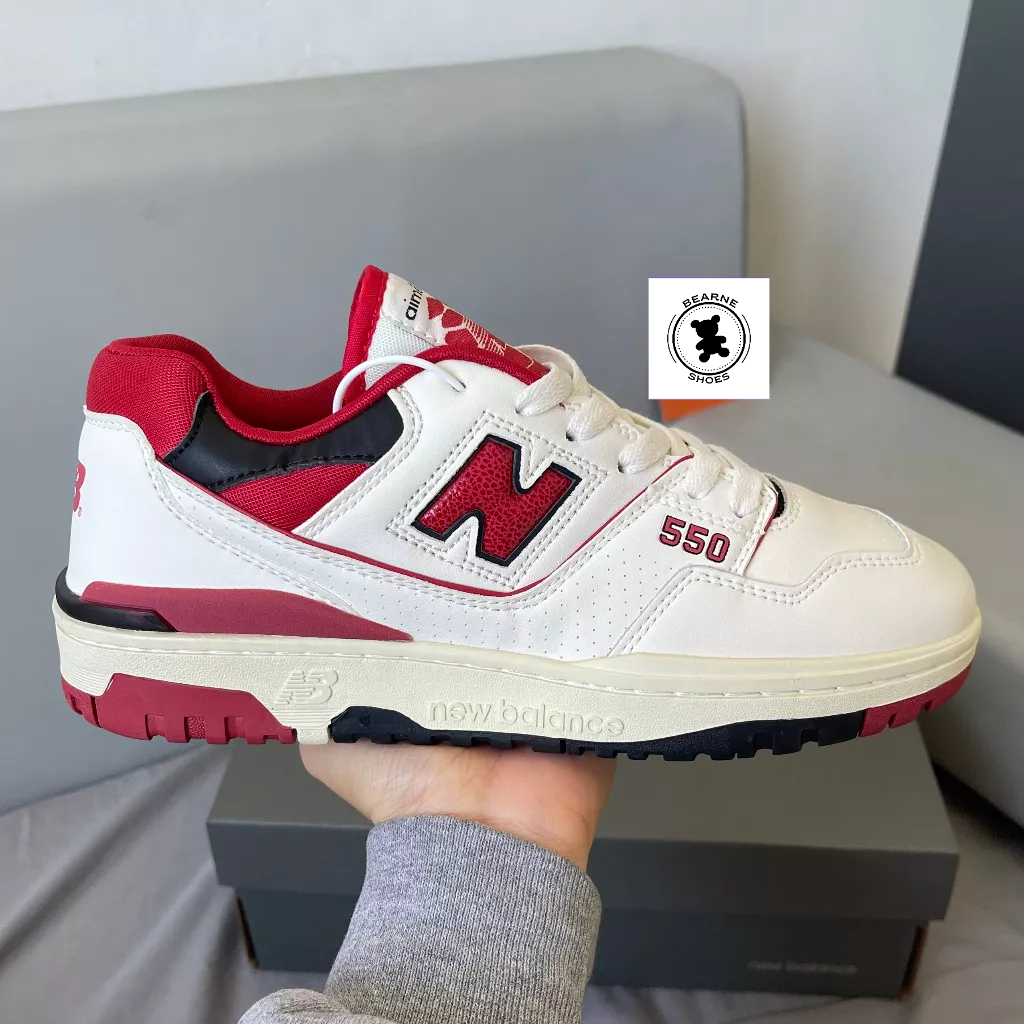 Giày sneaker NB 550 White Red Bản chuẩn đẹp ( da trơn ) - Fullbox | Bearne Shoe