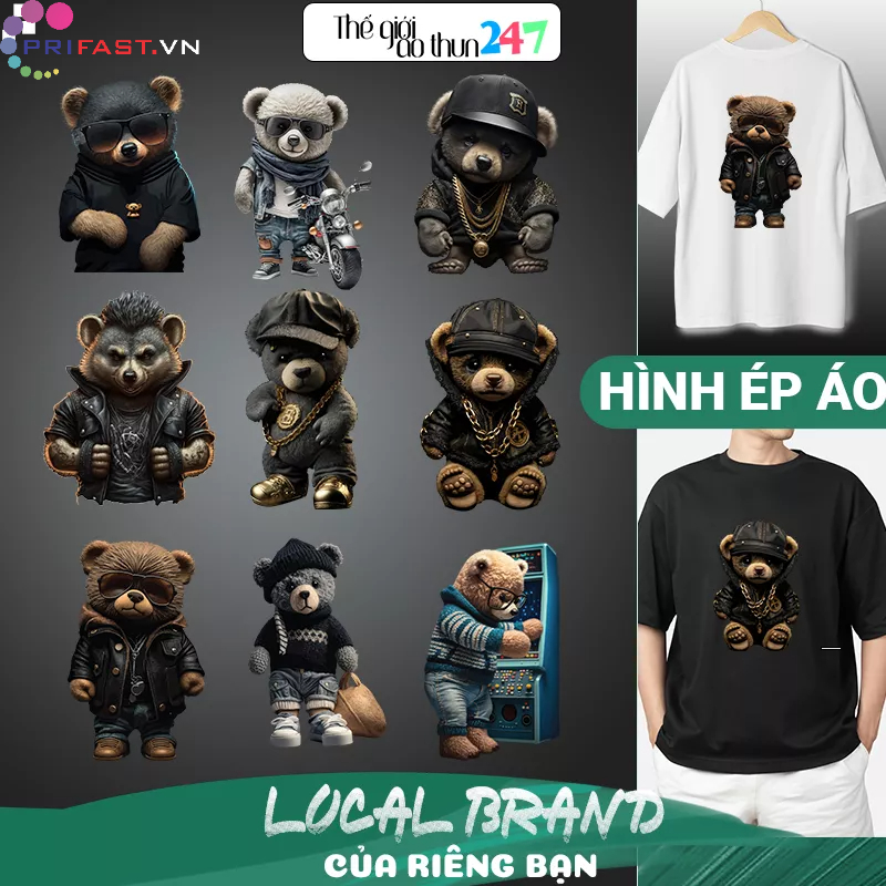 Hình Gấu 3D D23 ủi bằng bàn là, bàn ủi
