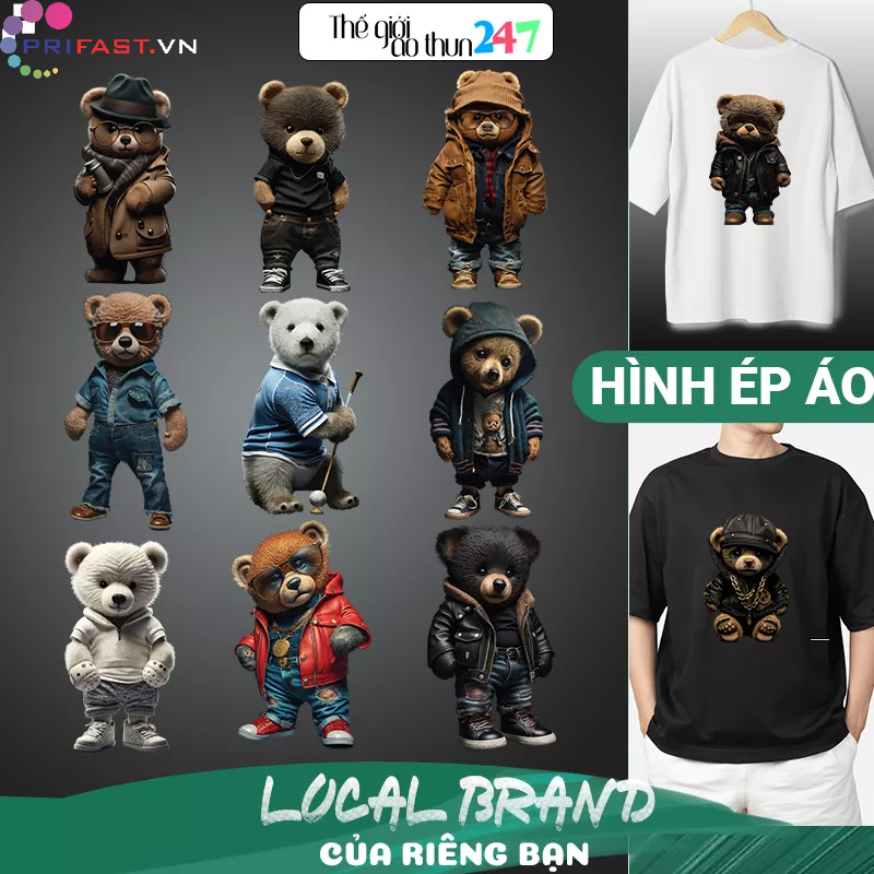 Hình Gấu 3D D20 ủi bằng bàn là, bàn ủi