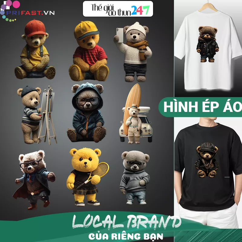 Hình Gấu 3D D19 ủi bằng bàn là, bàn ủi