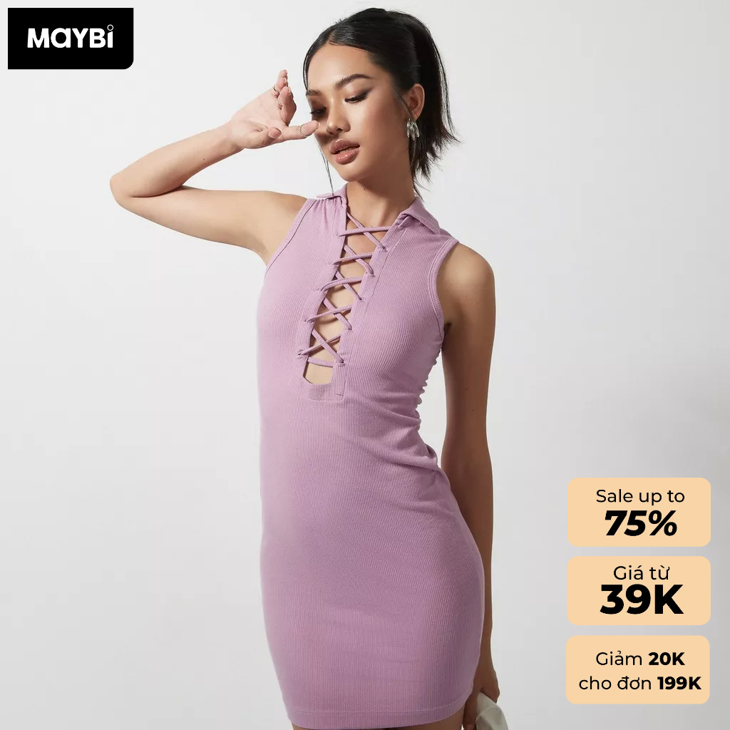 Đầm Maybi ôm thun gân phối đan dây