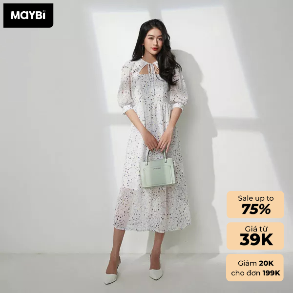 Đầm Maybi phối nơ tay bồng