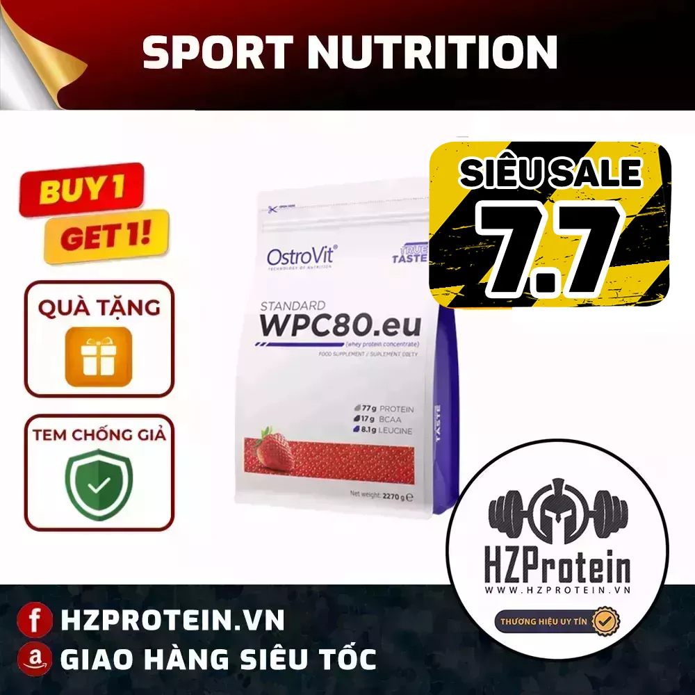 OSTROVIT WHEY PROTEIN STANDARD WPC80 - SỮA PROTEIN WHEY CONCENTRATE PROTEIN NHIỀU MÙI VỊ THƠM NGON (5 LBS)
