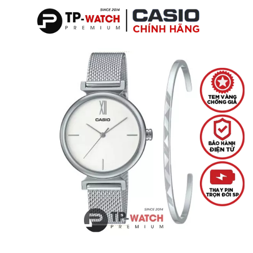 Đồng Hồ Nữ Dây Thép Casio Standard LTP-2023VM-7CDR Tặng Vòng Tay Cuff | LTP-2023VM-7C Chính Hãng