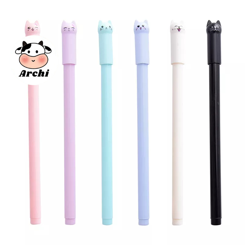 Bút bi nước gel đen có nắp cao cấp cute hình thú dễ thương viết đẹp giá rẻ cho học sinh Cat