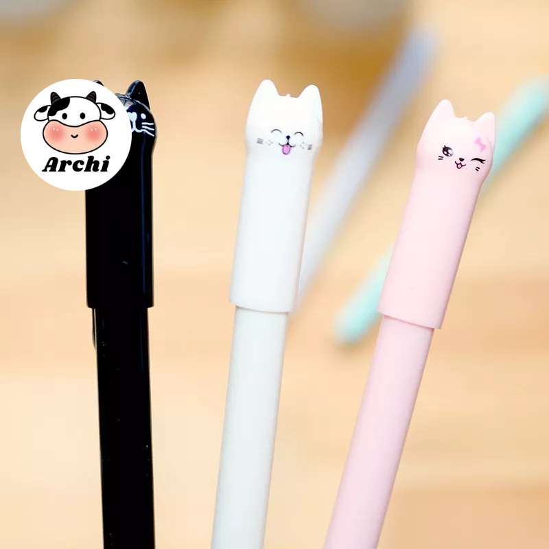 Bút bi nước gel đen có nắp cao cấp cute hình thú dễ thương viết đẹp giá rẻ cho học sinh Cat