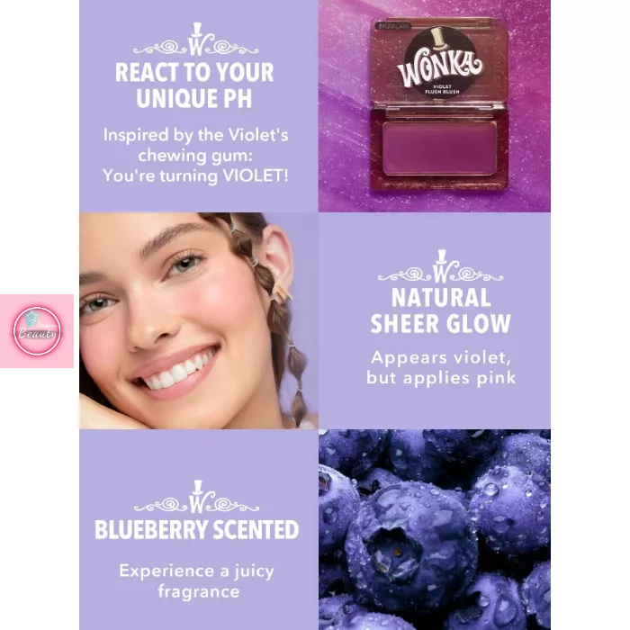 Phấn má hồng dạng thạch Sheglam willy wonka, phấn má hồng màu tím violet hương việt quất
