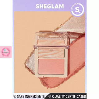 Phấn má hồng kèm phấn bắt sáng có nhũ SHEGLAM, combo phấn má và phấn nhũ bắt sáng