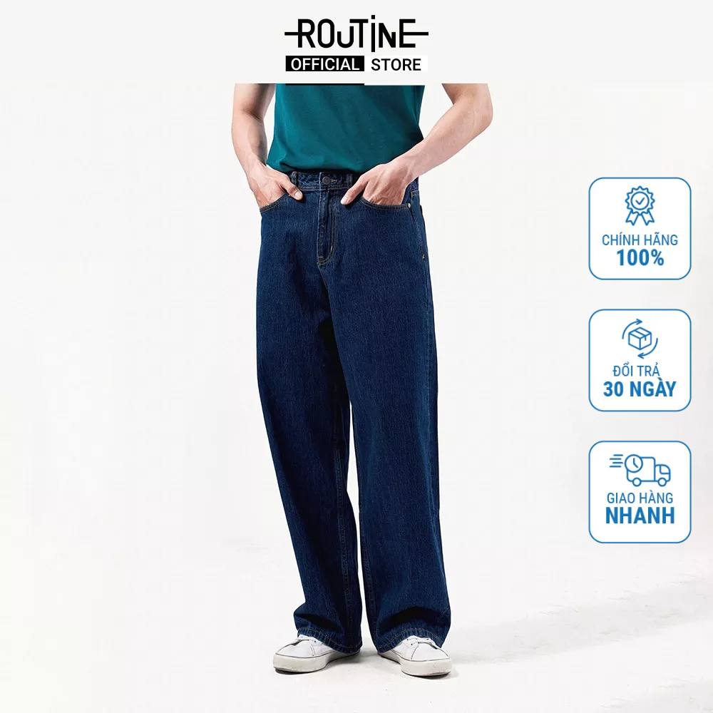 Quần Jean Nam Ống Rộng Trơn Form Wide Leg - Routine 10S22DPA015