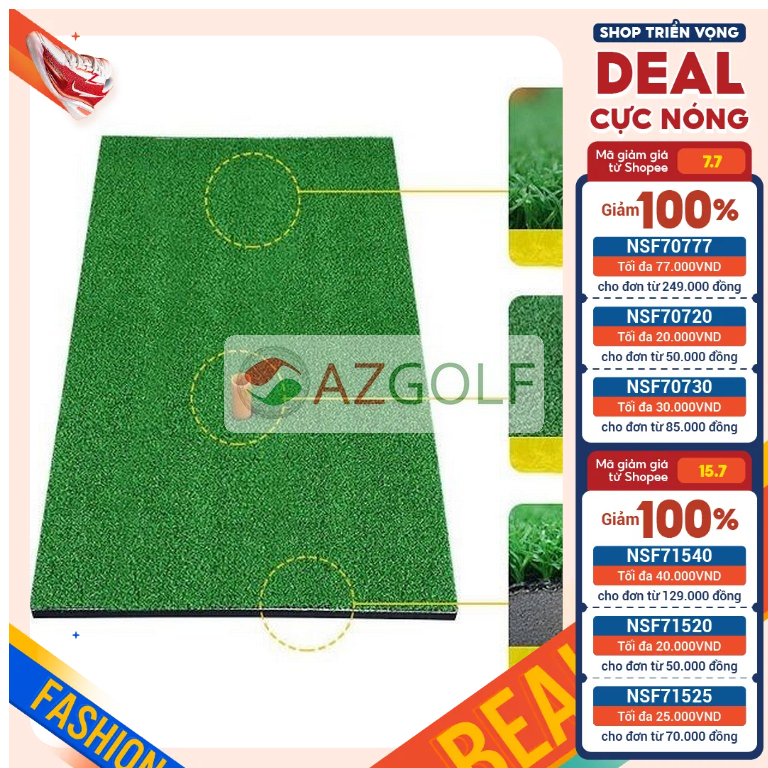 Thảm tập swing golf cao cấp 30cm x 60cm TẶNG KÈM: Tee cao su và bóng golf xốp nhựa