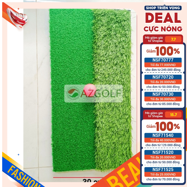 Thảm tập swing golf cao cấp 30cm x 60cm TẶNG KÈM: Tee cao su và bóng golf xốp nhựa