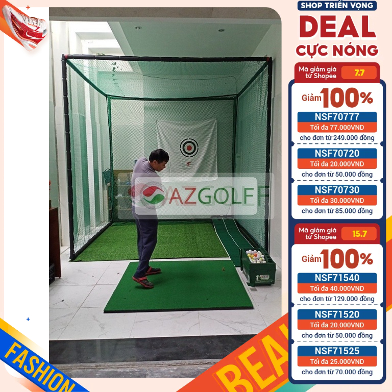 Thảm tập Swing Golf kích thước 1.5m*1.5m dày 3cm - TẶNG TEE CAO SU 7CM & BÓNG GOLF