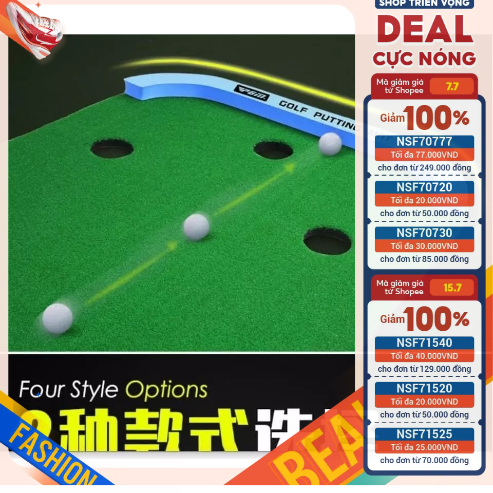 THẢM GOLF TẬP PUT 3 LỖ PGM 1MX3M - TẶNG 5 BÓNG TẬP PUT