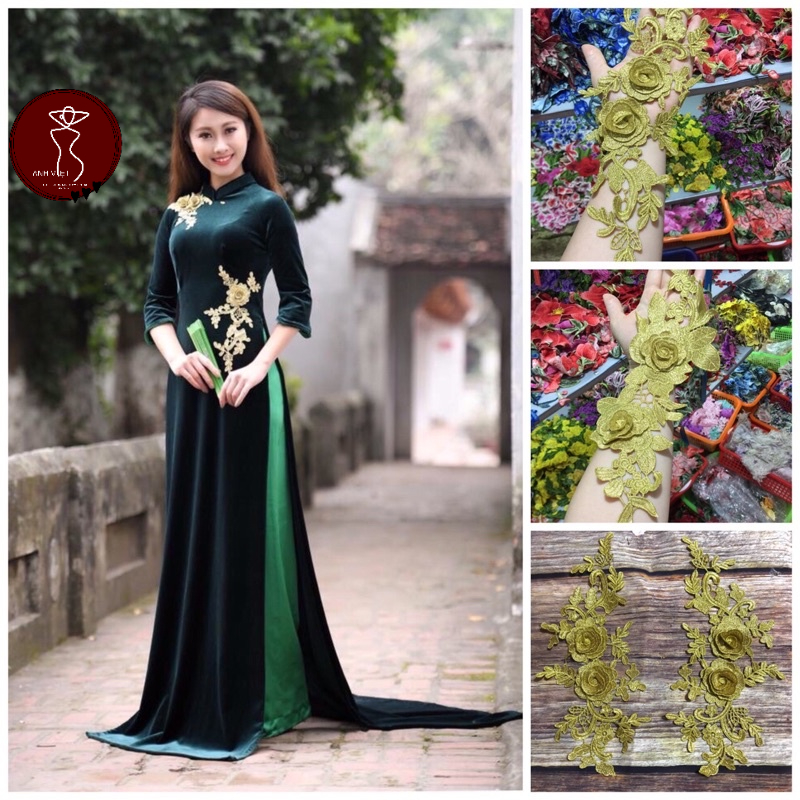 Tấm ren đính áo váy