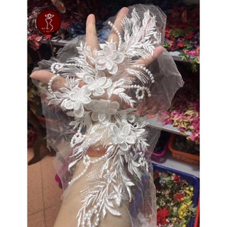 Vải ren hoa 3d kết váy áo