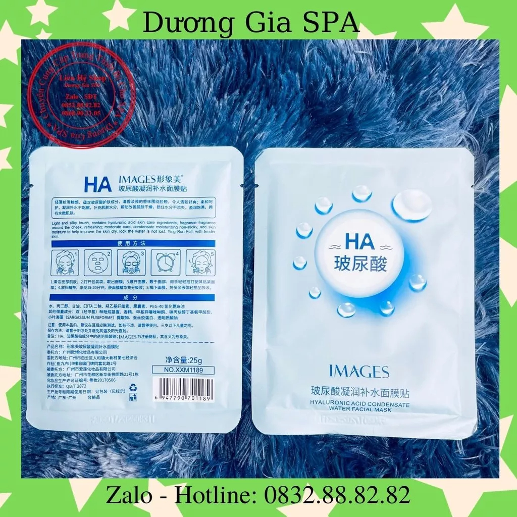 Nạ dưỡng da, HA, cấp ẩm ngừa mụn, lẻ gói 1 miếng