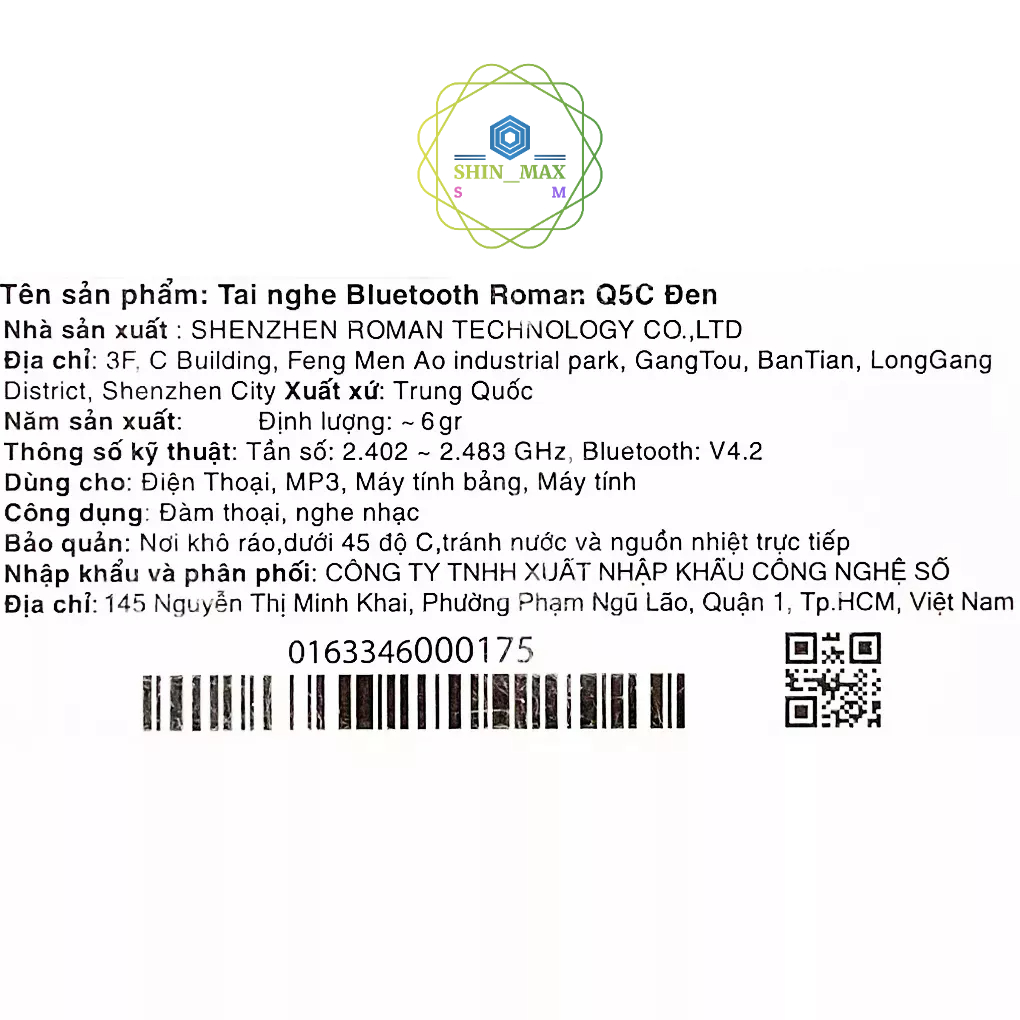 Tai nghe Bluetooth 1 Bên Roman Q5C