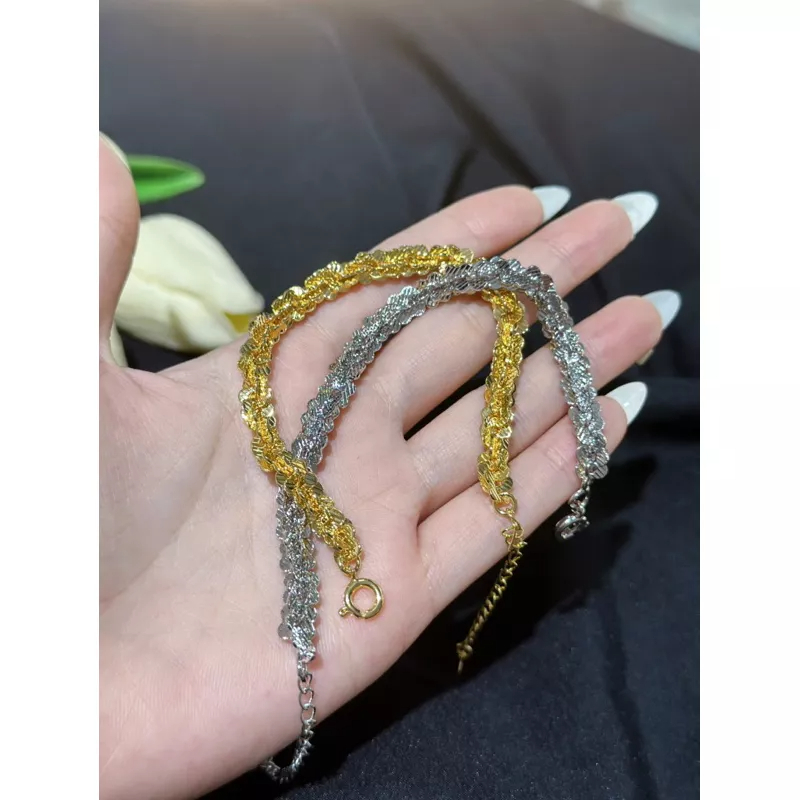 Lắc tay xoắn hoa mai chạm 5ly Trang sức Kami