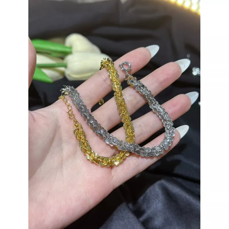 Lắc tay xoắn hoa mai chạm 5ly Trang sức Kami