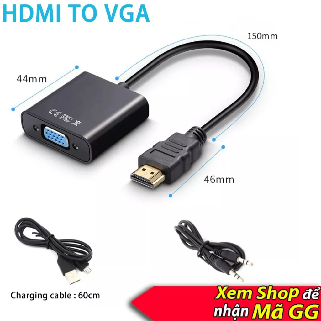 Dây cáp hdmi vga, cáp hdmi to vga có audio 1080 full hd, dây hdmi sang vga, cáp hdmi ra vga, dây cáp vga, dây hdmi