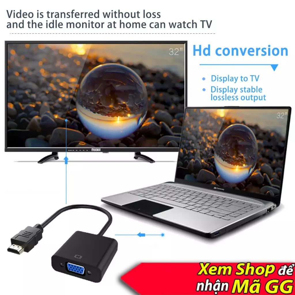 Dây cáp hdmi vga, cáp hdmi to vga có audio 1080 full hd, dây hdmi sang vga, cáp hdmi ra vga, dây cáp vga, dây hdmi