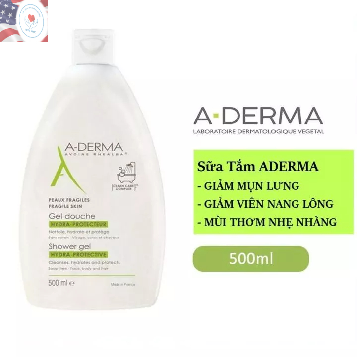 Sữa Tắm A-DERMA PHÁP 500ml Chuyên Khắc Phục MỤN LƯNG (Hàng PHÁP Chính Hãng)