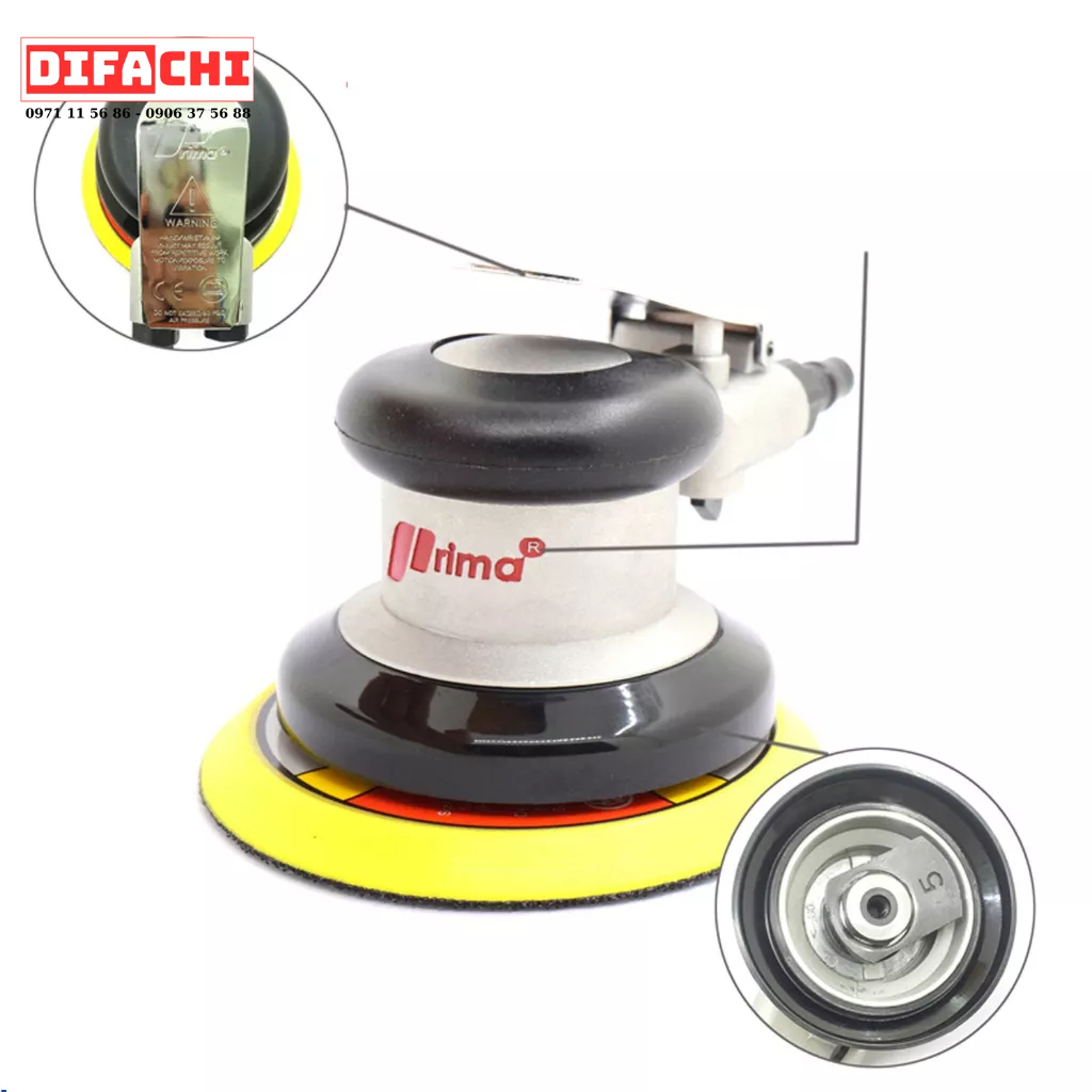 Máy chà nhám hơi, máy trà nhám tròn Prima nhiều loại, nhiều kích thước, máy chà nhám gỗ