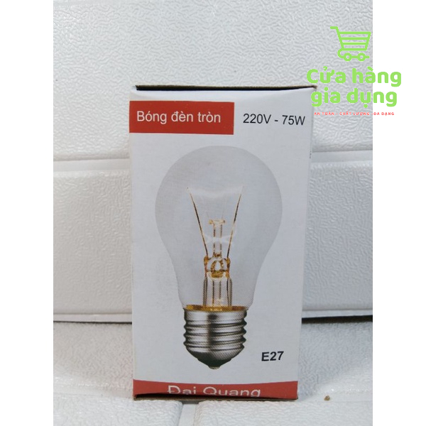 Bóng đèn tròn Đại Quang - bóng đèn dây tóc 220 V - 75W - Đuôi E27