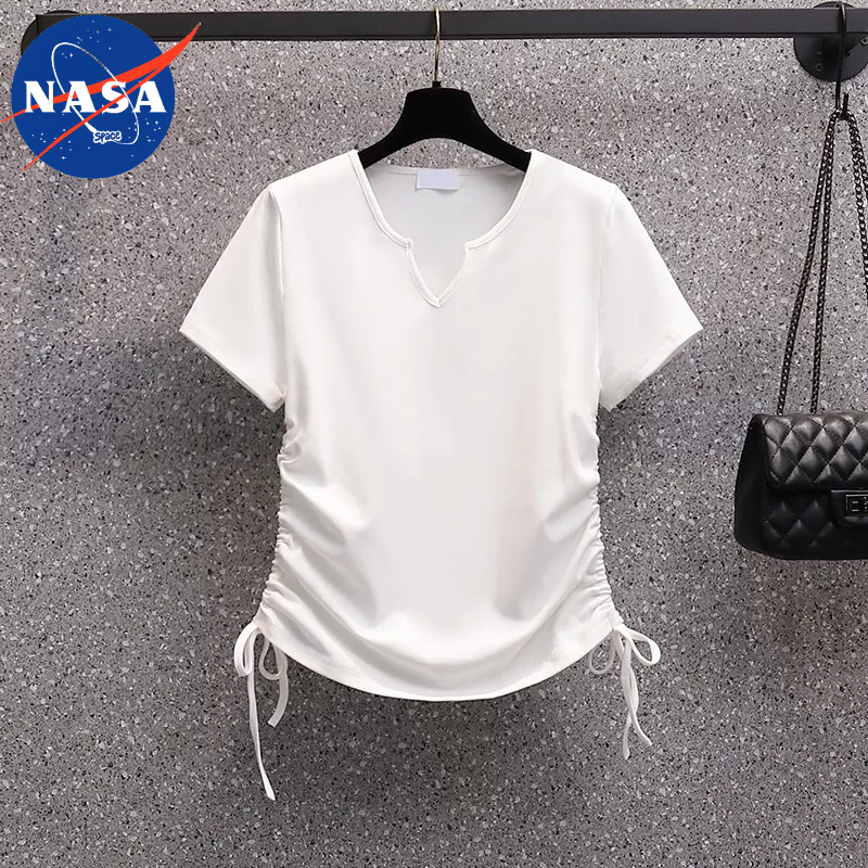 Áo croptop nữ dây rút eo cổ v màu trơn đen trắng bigsize Phong Cách Retro Mỹ Cho Nữ Nasa Space | BigBuy360 - bigbuy360.vn