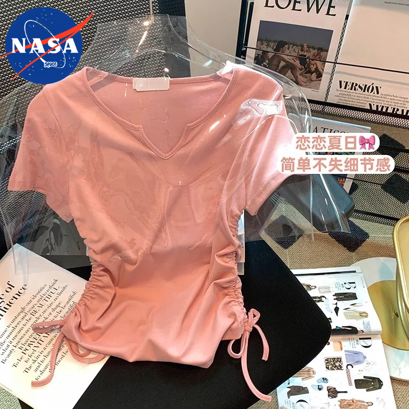 Áo croptop nữ dây rút eo cổ v màu trơn đen trắng bigsize Phong Cách Retro Mỹ Cho Nữ Nasa Space | BigBuy360 - bigbuy360.vn