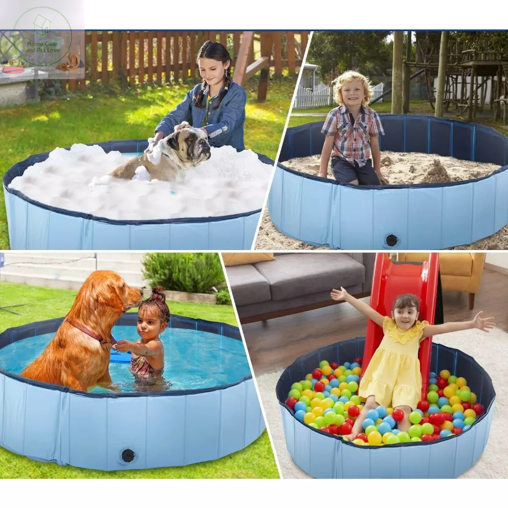Bể Bơi Gấp Gọn Cho Thú Cưng, Có Thể Làm Bể Bóng Cho Trẻ Em Không Cần Phải Bơm Hơi