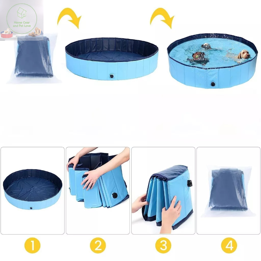 Bể Bơi Gấp Gọn Cho Thú Cưng, Có Thể Làm Bể Bóng Cho Trẻ Em Không Cần Phải Bơm Hơi