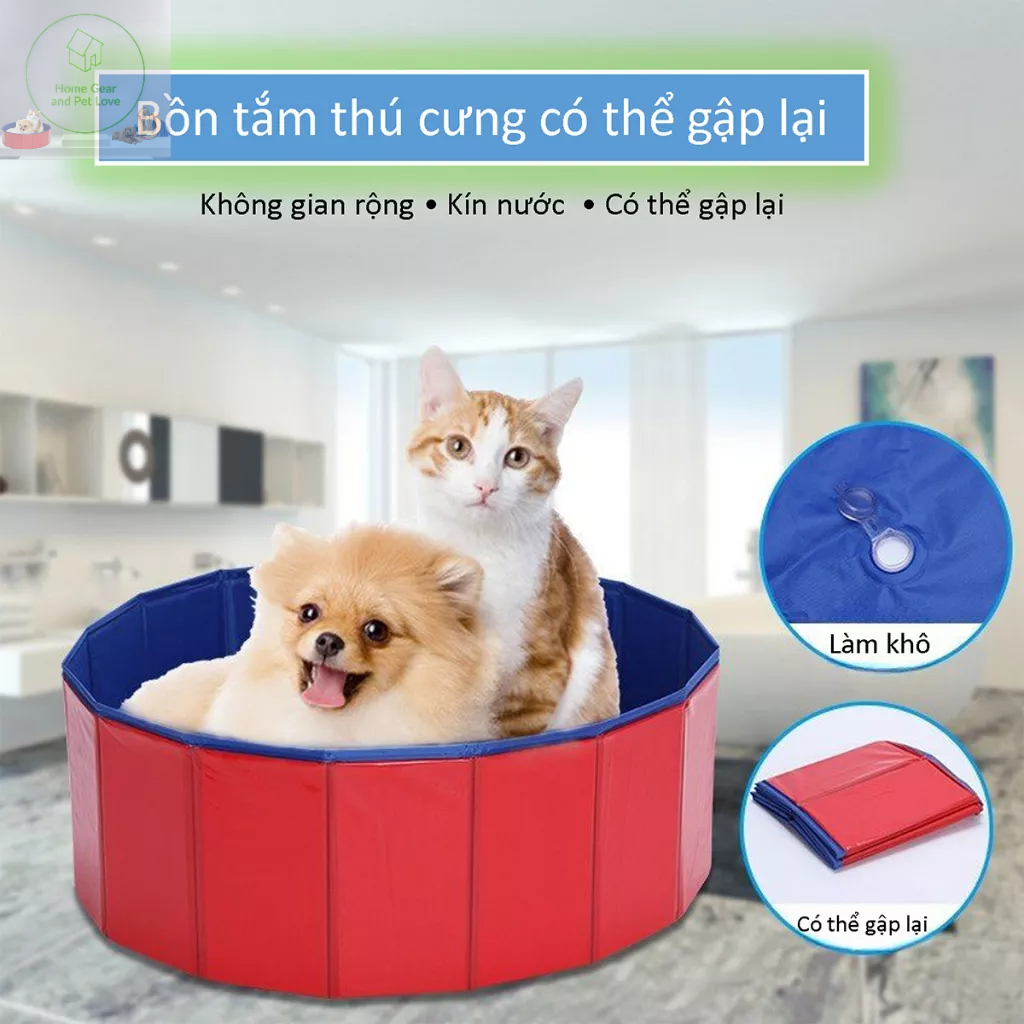 Bể Bơi Gấp Gọn Cho Thú Cưng, Có Thể Làm Bể Bóng Cho Trẻ Em Không Cần Phải Bơm Hơi
