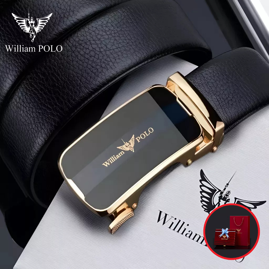 Thắt Lưng Nam Da Bò Thật 100% Cao Cấp Hàng Hiệu WilliamPOLO, Dây Nịt Nam Cao CấWPWP7914 Hộp Gỗ Làm Quà Tặng, Quà Biếu